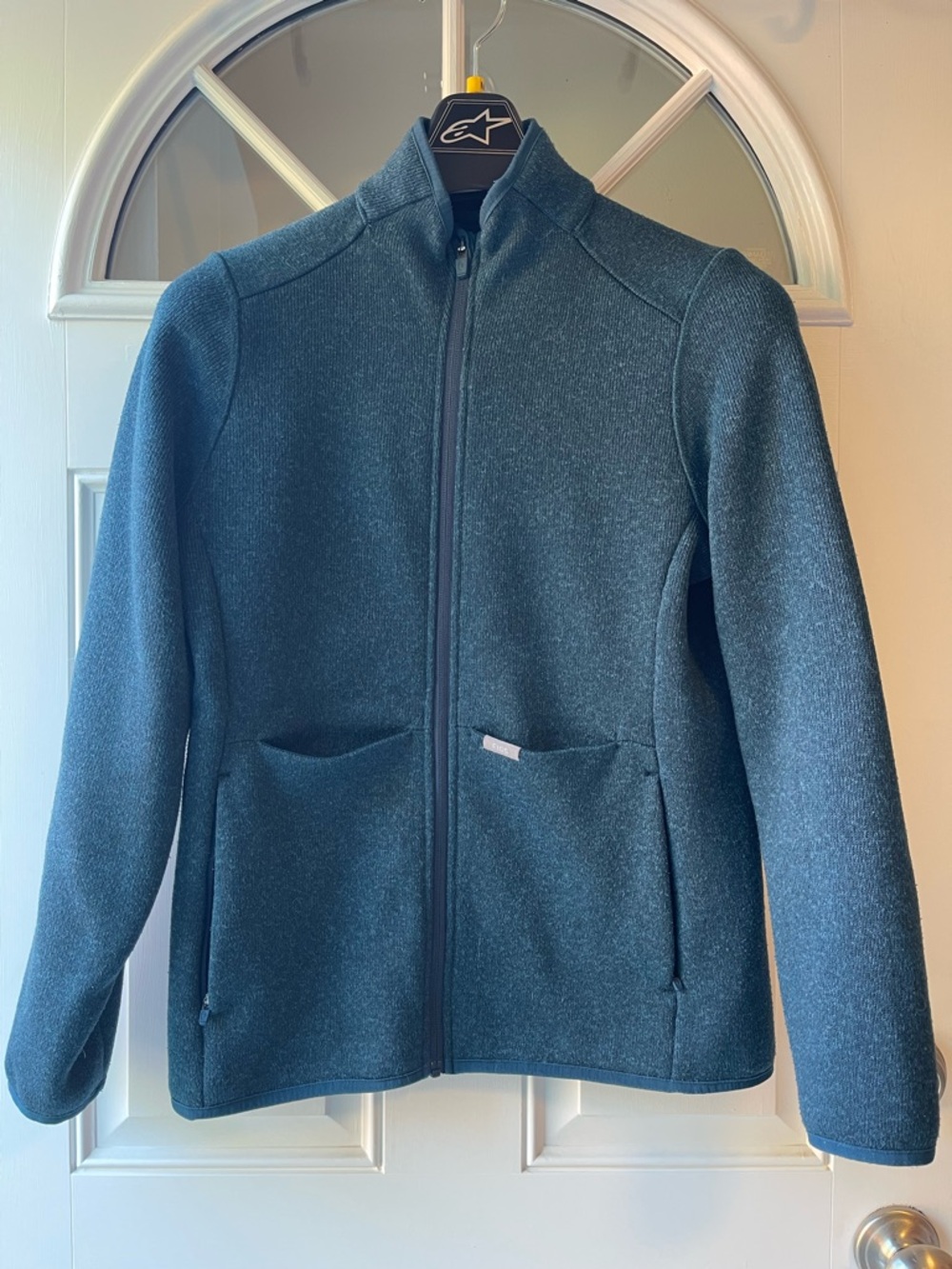 FIGS On shift sweater knit fleece Caribbean blue